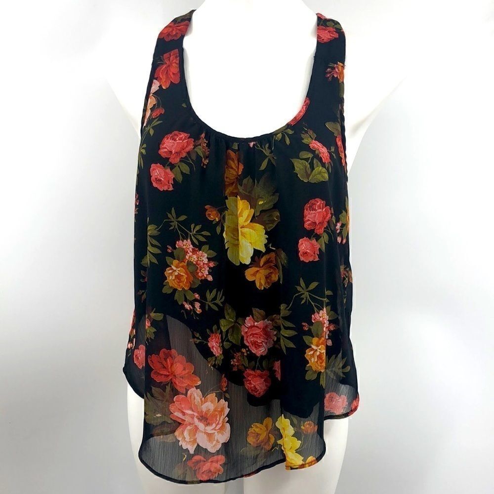 Ambiance black floral racerback top